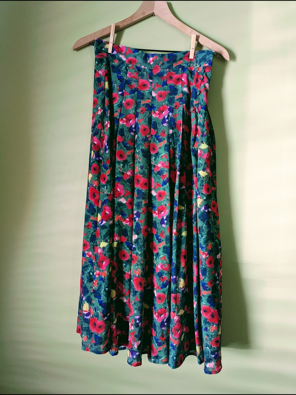 RIHOAS Green Floral Circle Skirt with Pink Blooms - Picture 2 of 2